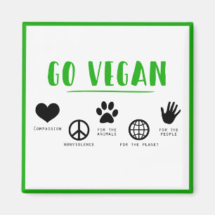 Aimant Go Vegan Slogan Citer les gens, Planète, Animal