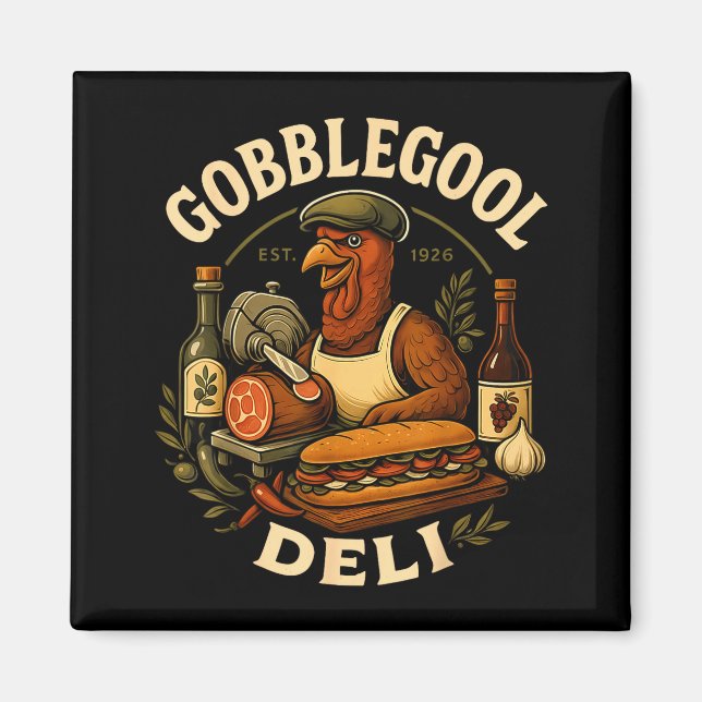 Aimant Gobbol Turkey Thanksgiving Italian Turkey Chef  (Devant)