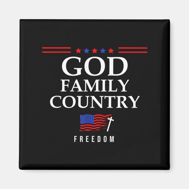 Aimant God Family Country Us Flag Christian Saying Dom Je (Devant)