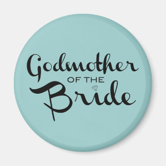 Aimant Godmère de la mariée Noir sur Turquoise