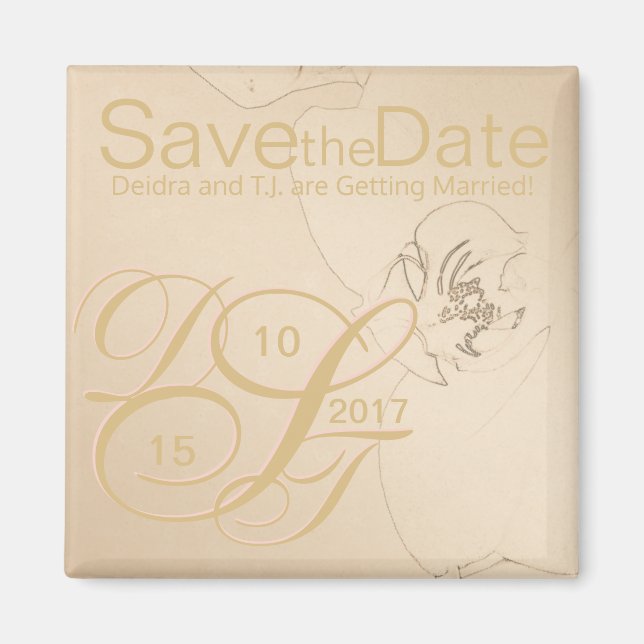 Aimant Gold Blush Orchid Enregistrer l'aimant de date (Devant)