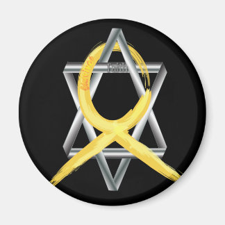 Aimant Gold Children Cancer Ribbon Star de David