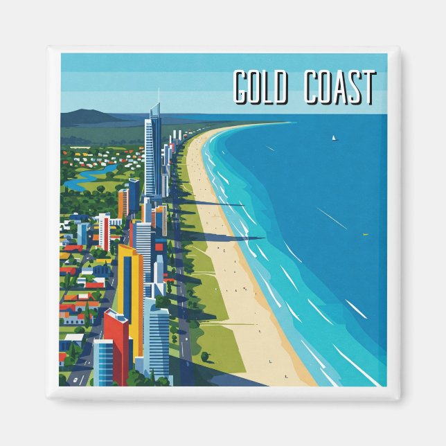 Aimant Gold Coast Australia Travel Design abstrait (Devant)