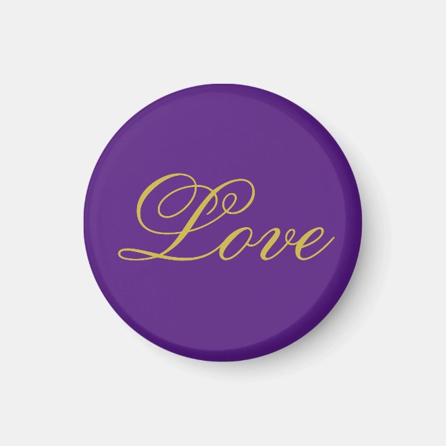 Aimant Gold Color Script Love Purple Mariage Calligraphie (Devant)