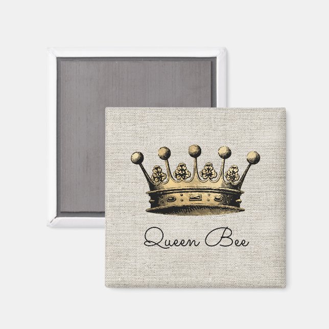 Aimant Gold Crown Royal Queen Bee Linen Chic Fun (Recto/Verso)