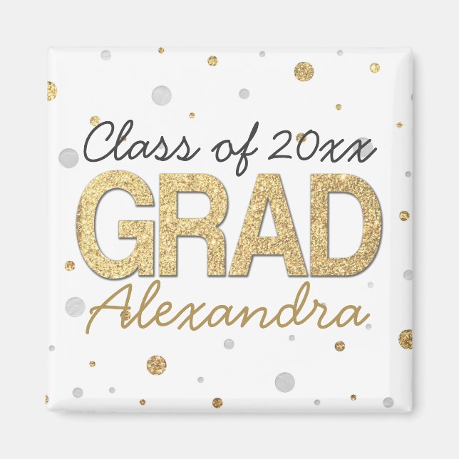 Aimant Gold Foil Parties scintillant Confetti Graduation  (Devant)