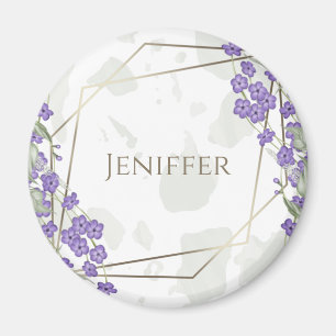 Aimant Gold geometric watercolor leafy flower frame
