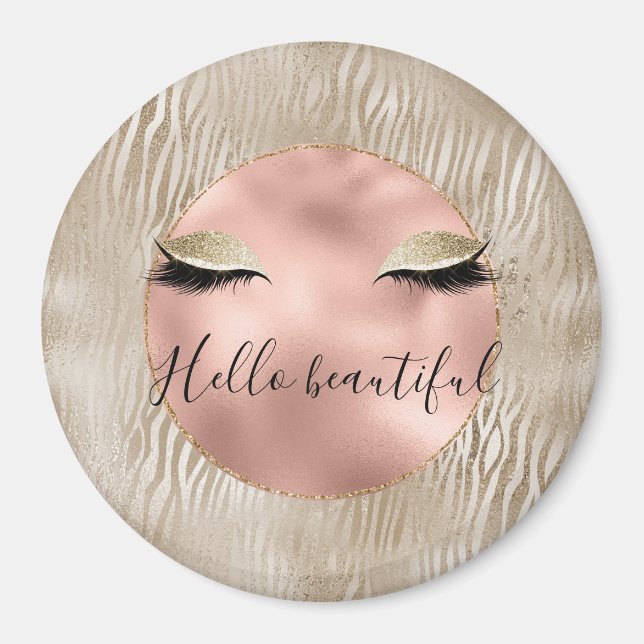 Aimant Gold Glam Glitzy Eyelashes Zebra Print (Devant)