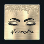Aimant Gold Glitter Sparkle Eyelashes Monogram<br><div class="desc">Gold Faux Foil Parties scintillant d'étincelle métallique broyée Monogramme de métal brossé Nom et cils initiaux (cils),  Extensions d'oreillettes et Magnets de réfrigérateur d'yeux. Le design fait le cadeau parfait pour 16 ans,  mariage,  douche nuptiale,  anniversaire,  baby shower ou bachelorette pour quelqu'un à la recherche d'un style cool tendance.</div>