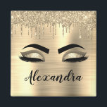 Aimant Gold Glitter Sparkle Eyelashes Monogram<br><div class="desc">Gold Faux Foil Parties scintillant d'étincelle métallique broyée Monogramme de métal brossé Nom et cils initiaux (cils),  Extensions d'oreillettes et Magnets de réfrigérateur d'yeux. Le design fait le cadeau parfait pour 16 ans,  mariage,  douche nuptiale,  anniversaire,  baby shower ou bachelorette pour quelqu'un à la recherche d'un style cool tendance.</div>