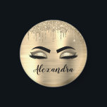 Aimant Gold Glitter Sparkle Eyelashes Monogram<br><div class="desc">Gold Faux Foil Metallic Sparkle Parties scintillant brossé Monogramme de métal Nom et premiers cils (Lashes),  Extensions Eyelash et Magnets des yeux. Le design fait le cadeau parfait pour 16 ans,  mariage,  douche nuptiale,  anniversaire,  baby shower ou bachelorette pour quelqu'un à la recherche d'un style cool tendance.</div>