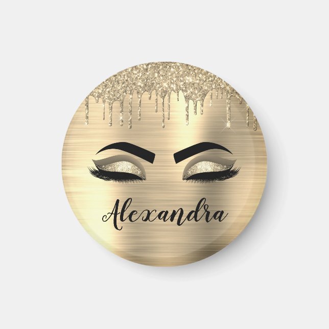 Aimant Gold Glitter Sparkle Eyelashes Monogram (Devant)