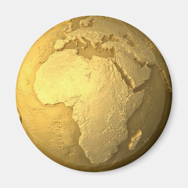 Aimant Gold Globe - Metal Earth, Afrique, Render 3d (Devant)
