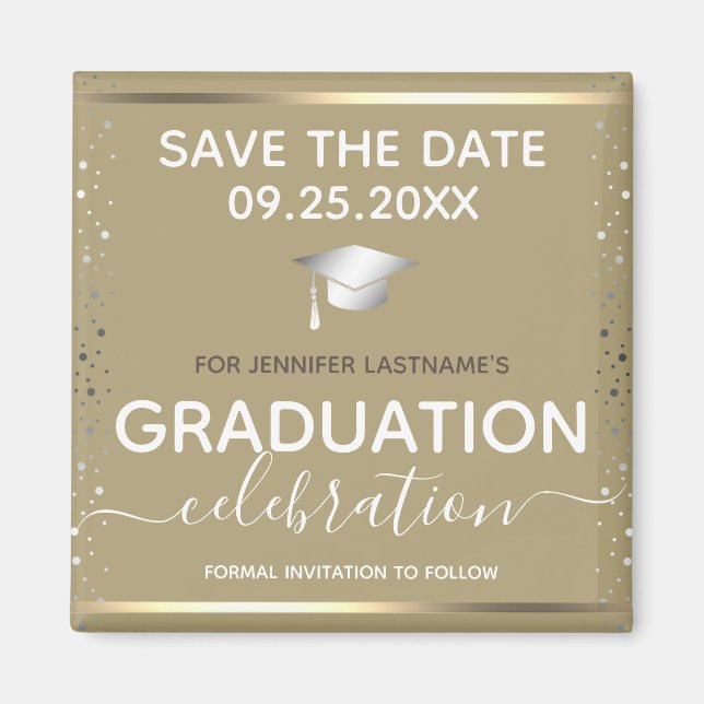Aimant Gold Graduation Enregistrer la date (Devant)
