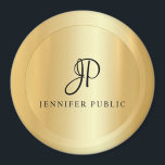 Aimant Gold Look Modèle tendance Monogramme moderne Grand<br><div class="desc">Élégant Modèle Faux Or Monogramme Moderne Grand Aimant Rond.</div>