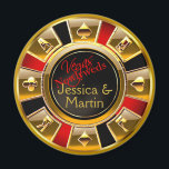 Aimant Gold, Red & Black Vegas Casino Chip Favoriser<br><div class="desc">Si vous êtes Doing It In Vegas ou que vous avez un mariage à thème Las Vegas, une réception ou un événement d'entreprise, ces magnets de jetons de casino en or, rouge et noir font le mariage parfait faveurs! Pour toute question ou demande, envoyez-moi un courriel à glamprettyweddings.com/contact. Des invitations...</div>