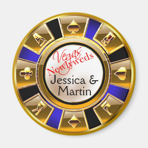 Aimant Gold & Royal Blue Vegas Casino Chip Favoriser