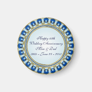 Aimant Gold Sapphire Bleu 45e anniversaire Mariage
