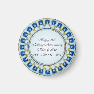 Aimant Gold Sapphire Bleu 45e anniversaire Mariage