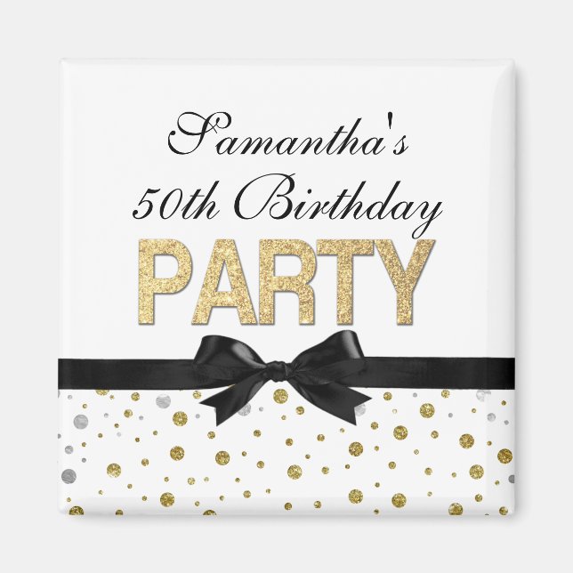 Aimant Gold Sparkle Confetti 50e anniversaire fête (Devant)