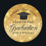 Aimant Gold Sparkle Graduation Chic Custom 2024 Keepsaké<br><div class="desc">Élégant faux or brillant aimant pour un diplôme d'études secondaires ou collégiales de 2024 avec votre nom supérieur et classe personnalisée dans le centre. Personnalisez ce beau gardien à envoyer à des amis et à la famille commémorant votre grade.</div>