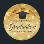 Aimant Gold Sparkle Graduation Chic Custom 2024 Keepsaké<br><div class="desc">Élégant faux or brillant aimant pour un diplôme d'études secondaires ou collégiales de 2024 avec votre nom supérieur et classe personnalisée dans le centre. Personnalisez ce beau gardien à envoyer à des amis et à la famille commémorant votre grade.</div>