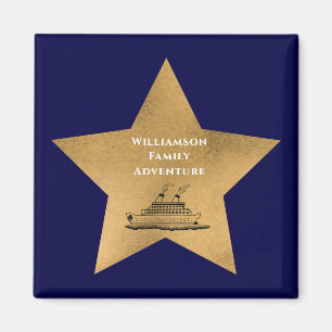 Aimant Gold Star Family Cruise Porte de bateau bleu