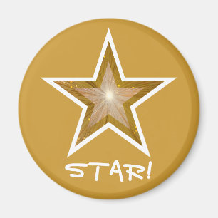 Aimant "Gold" Star frigo 'STAR!' en or rond
