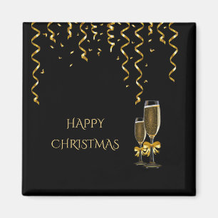 Aimant Gold Streamers & Champagne Christmas