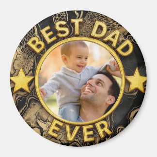Aimant Golden Best Dad ever Photo Happy Father's Day
