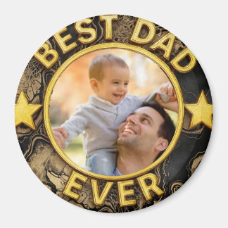 Aimant Golden Best Dad ever Photo Happy Father's Day