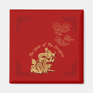 Aimant Golden Chinese Paper-cut Dragon Année 2024 SqM