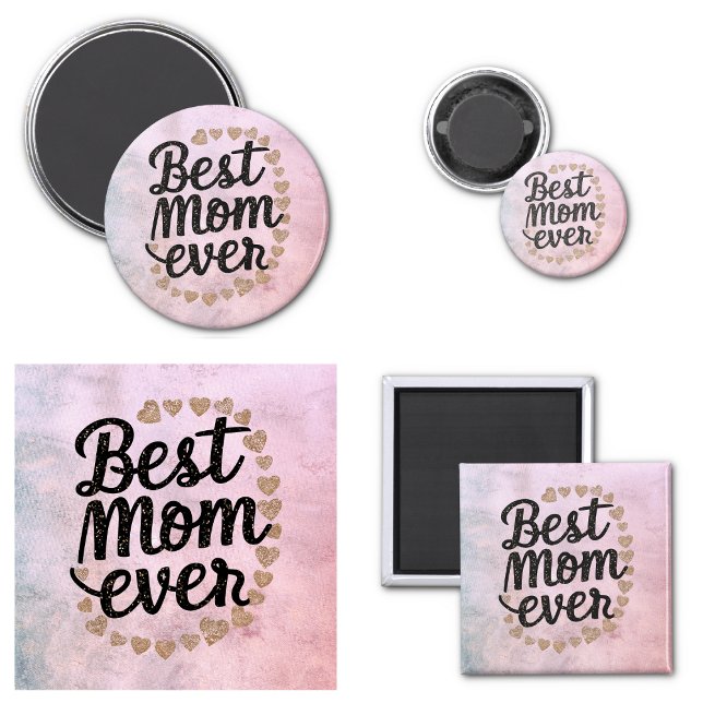 Aimant Golden Hearts Tendance Script Meilleure Maman Mode (Golden Hearts Trendy Script Best Mom Ever Modern Magnet)