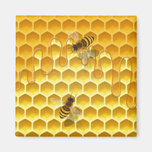Aimant Golden Honeycomb avec abeilles Personnalisable Pet