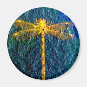 Aimant Golden Mythical Dragonfly sur Textured Arrière - p