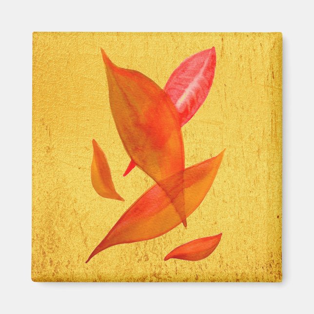 Aimant Golden Orange Auto Fall leaf moderne (Devant)