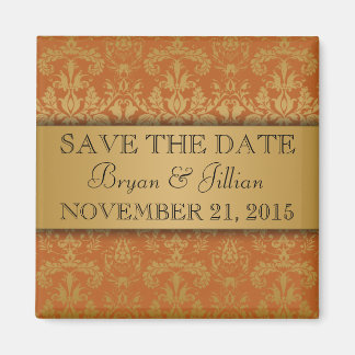 Aimant Golden Orange & Gold Regal Damask Enregistrer la d