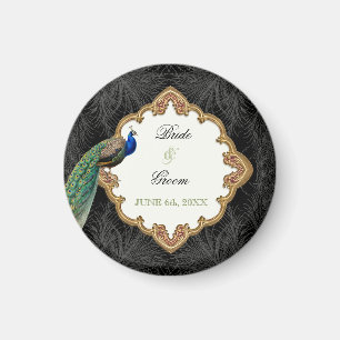 Aimant Golden Peacock & Swirls - Mariage Enregistrer la d