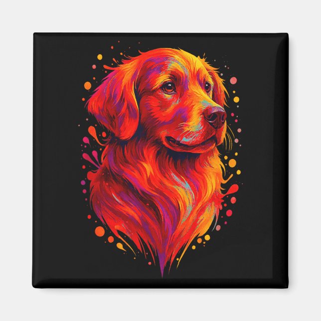 Aimant Golden Retriever Art Rtrait For Dog Owners  (Devant)