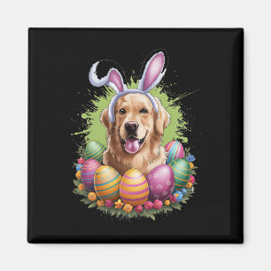 Aimant Golden Retriever Chien Oreilles de Lapin Œufs de P