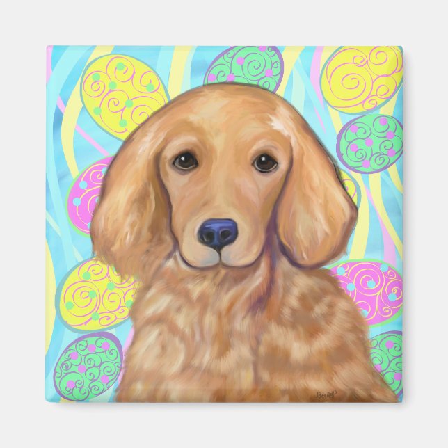 Aimant Golden Retriever Easter (Devant)
