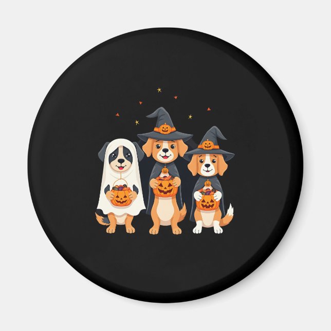 Aimant Golden Retriever Ghost Halloween Tricoter Ou Treat (Devant)