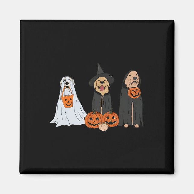 Aimant Golden Retriever Ghost Halloween Tricoter Ou Treat (Devant)