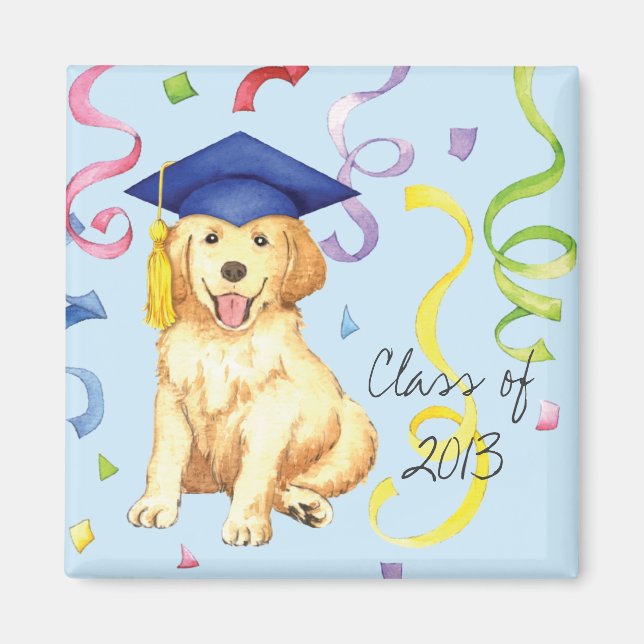 Aimant Golden Retriever Graduate (Devant)