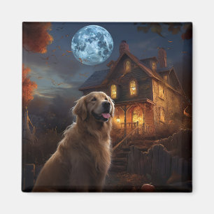 Aimant Golden Retriever Halloween Effrayant