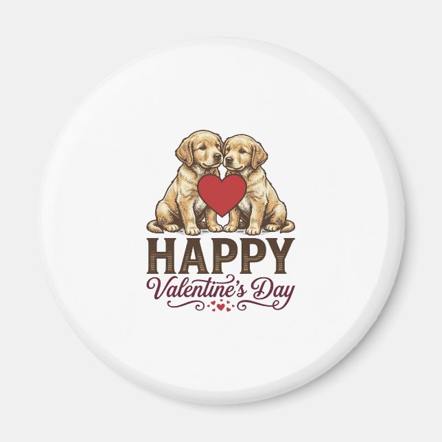 Aimant Golden Retriever Joyeuse Saint-Valentin (Devant)