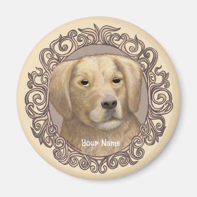 Aimant Golden Retriever Orné  (Devant)