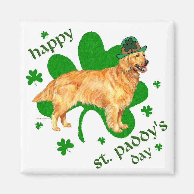 Aimant Golden Retriever St Paddy's Day (Devant)