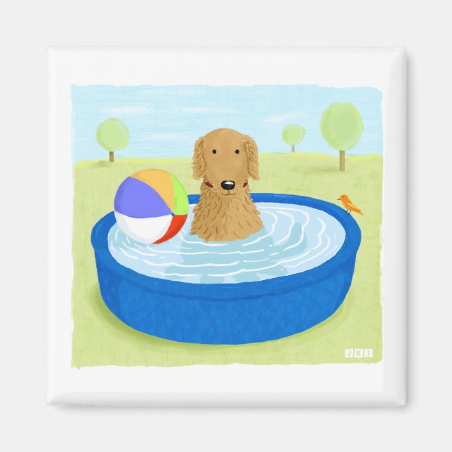 Aimant Golden Retriever "Summertime" (Devant)