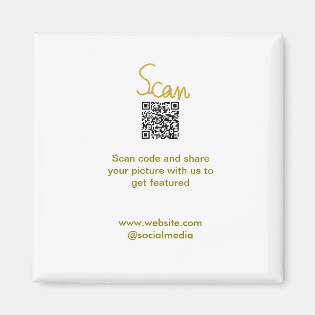 Aimant Golden Scan QR code parties scintillant simple élé (Devant)